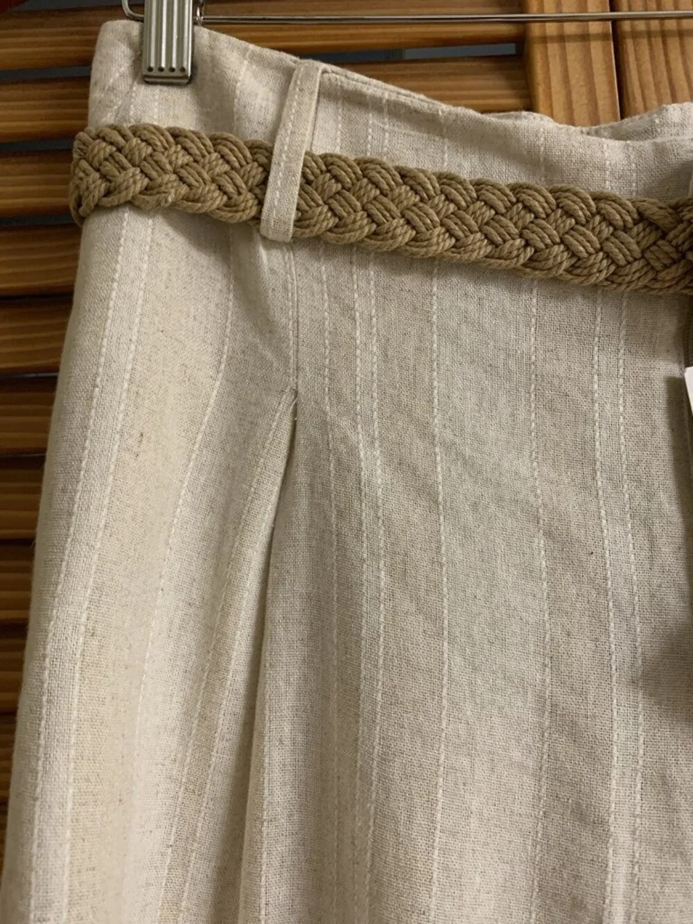 ZARA WOMENS STRIPED WIDE LEG PANTS WITH BELT STRIPED/4387/057 Sz M